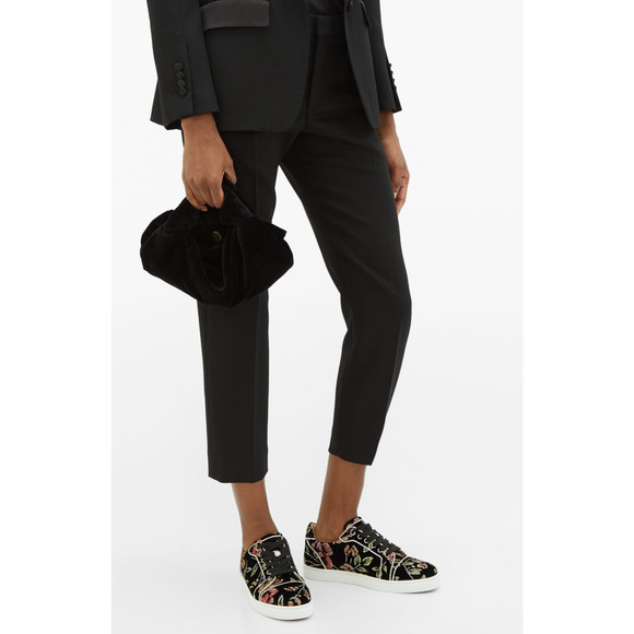 Christian Louboutin Vieira Orlato Flat Black Velvet Lace Up Low Top Sneaker 38 - Picture 5 of 12